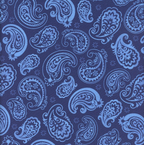 Wilmington Prints Fabrics Blissful Blues Jennifer Pugh  Paisley Toss Navy