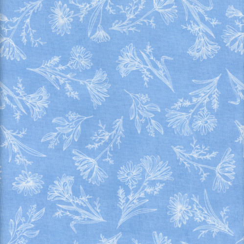 Wilmington Prints Fabrics Blissful Blues Jennifer Pugh  Floral Toile Blue