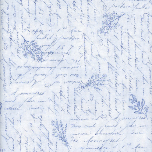 Wilmington Prints Fabrics Blissful Blues Jennifer Pugh  Script Texture White