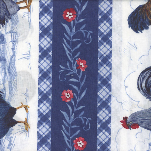 Wilmington Prints Fabrics Country Blue Susan Winget Repeating Stripe Multi