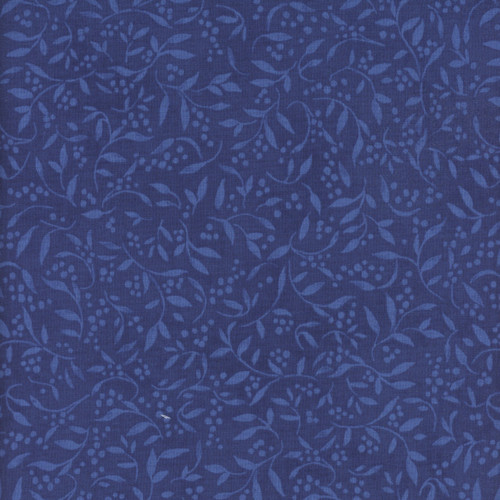 Wilmington Prints Fabrics Country Blue Susan Winget Tonal Leaves Dark Blue