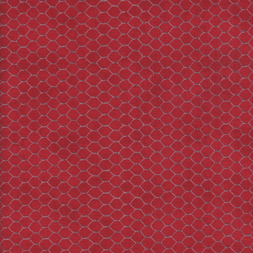 Wilmington Prints Fabrics Country Blue Susan Winget Chicken Wire Red