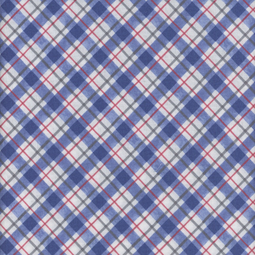 Wilmington Prints Fabrics Country Blue Susan Winget Diagonal Plaid White Dark Blue