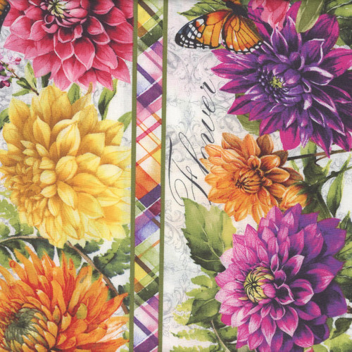 Wilmington Prints Fabrics Dahlia Botanica Nancy Mink Repeating Stripe Multi