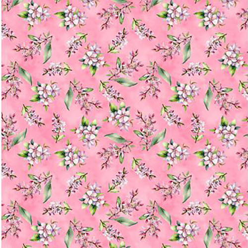 Wilmington Prints Fabrics Dahlia Botanica Nancy Mink Small Floral Pink
