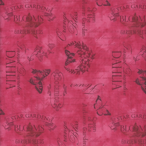 Wilmington Prints Fabrics Dahlia Botanica Nancy Mink Ephemera Pink