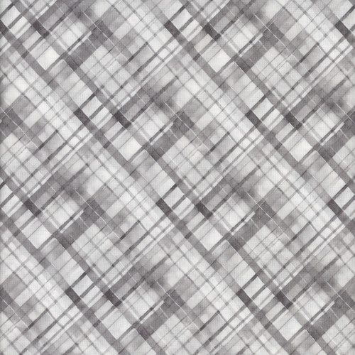 Wilmington Prints Fabrics Dahlia Botanica Nancy Mink Diagonal Plaid Gray Tonal