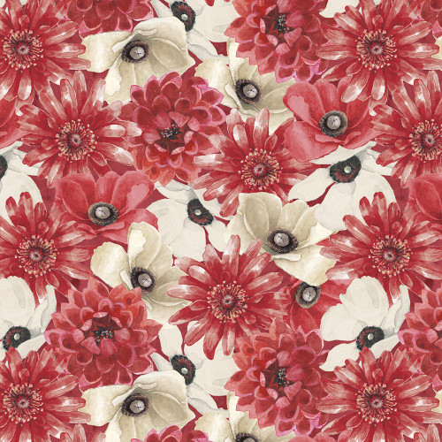 Wilmington Prints Fabrics Scarlet Dreams Beth Grove Packed Floral Multi