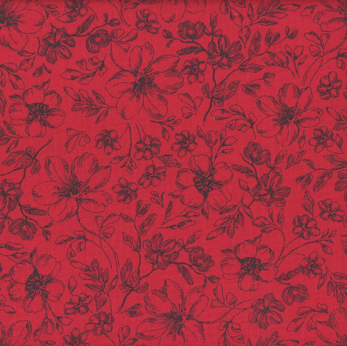 Wilmington Prints Fabrics Scarlet Dreams Beth Grove Floral Toile Red