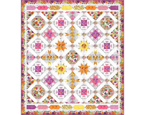 Wilmington Prints Fabrics Dahlia Botanica Nancy Mink Queen Size Quilt Kit