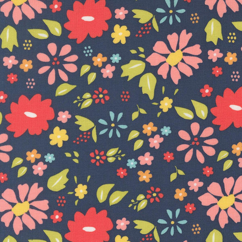 Moda Fabrics Delightfully Yours Sherri & Chelsi Navy Blue Garden Floral 108 Inch Wide Quilt Back