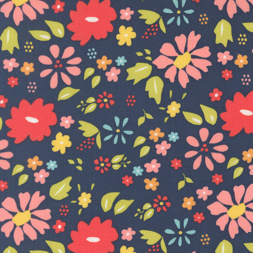 Moda Fabrics Delightfully Yours Sherri & Chelsi Navy Blue Garden Flowers