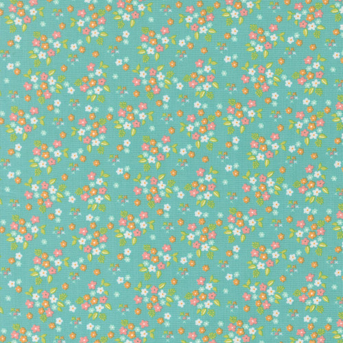 Moda Fabrics Delightfully Yours Sherri & Chelsi Poolside Blue Lantana Flowers