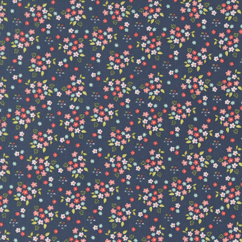 Moda Fabrics Delightfully Yours Sherri & Chelsi Navy Blue Lantana Flowers
