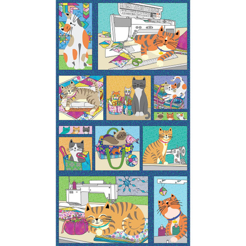Benartex Fabrics Cheeto's World  Kimberly Einmo Cheeto's Life Panel Multi