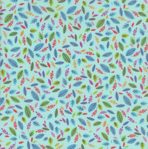 Benartex Fabrics Cheeto's World  Kimberly Einmo Scattered Leaves Sky