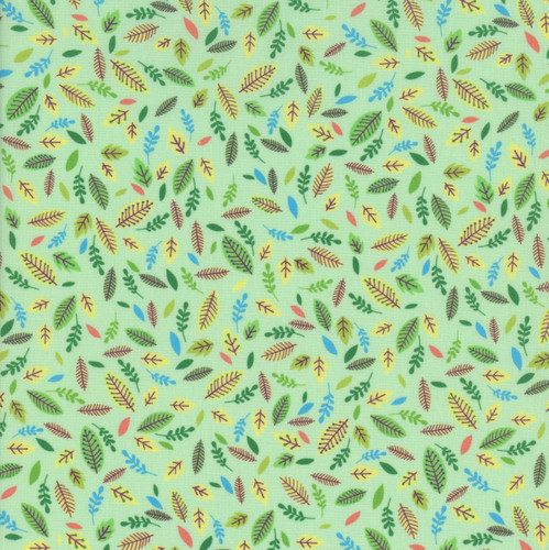 Benartex Fabrics Cheeto's World  Kimberly Einmo Scattered Leaves Green