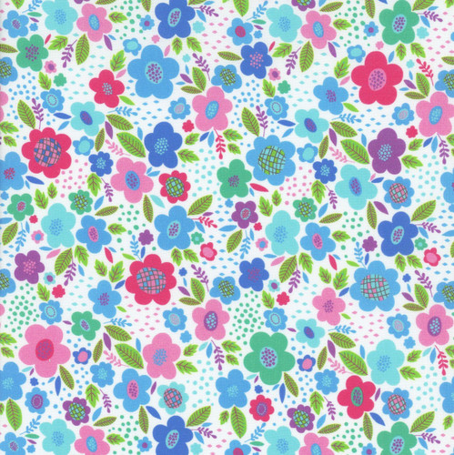 Benartex Fabrics Cheeto's World  Kimberly Einmo Posies Sky