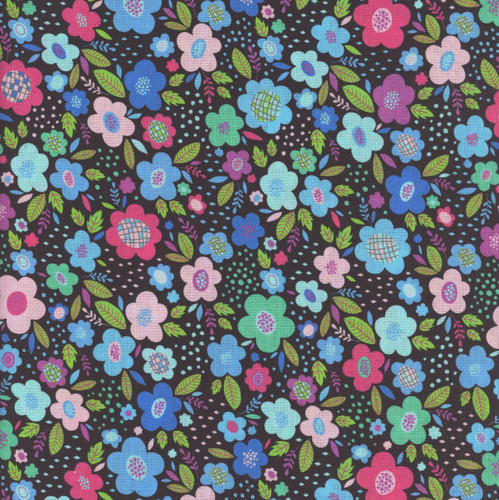 Benartex Fabrics Cheeto's World  Kimberly Einmo Posies Blue