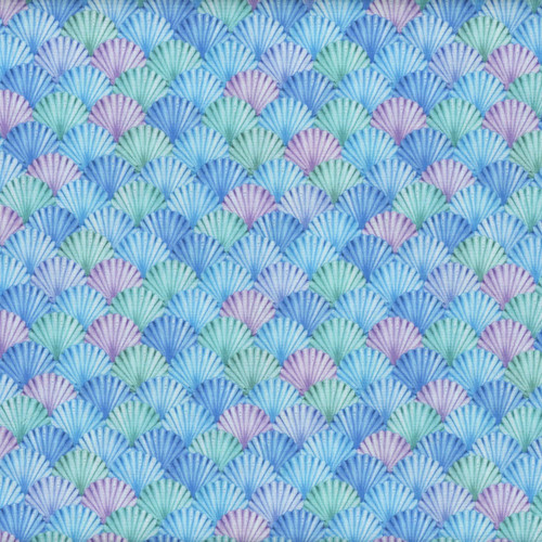 Benartex Fabrics Swim With Me  Kanvas Studio Scalloped Shells Blue