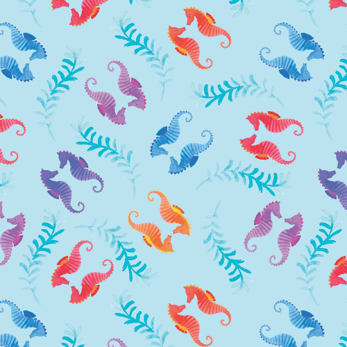 Benartex Fabrics Swim With Me  Kanvas Studio Seahorses Light Blue