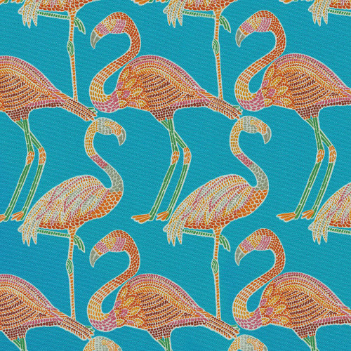 Waverly Fabrics Tommy Bahama Tbo El Paraiso Meadow Turquoise Blue Orange Flamingos