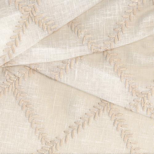 Waverly Fabrics Corina Embroidery Linen Cream White Feather Trellis Embroidery