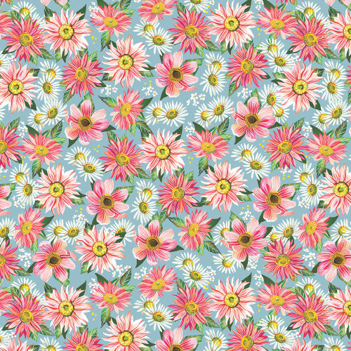 Benartex Fabrics A Prairie Heart Katie Daisy Country Bloom Prairie Sky Blue