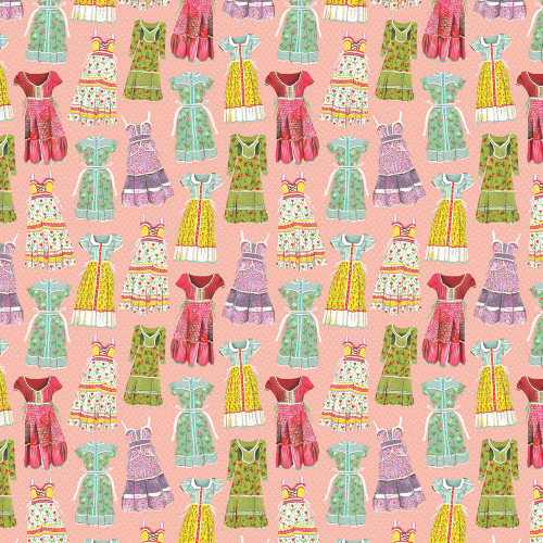 Benartex Fabrics A Prairie Heart Katie Daisy Prairie Dresses Peach Pink Jam Purple