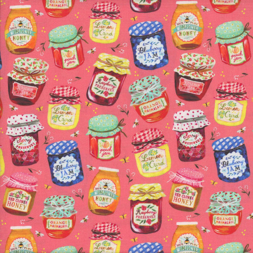 Benartex Fabrics A Prairie Heart Katie Daisy Jam Jars Peach Pink Jam Purple