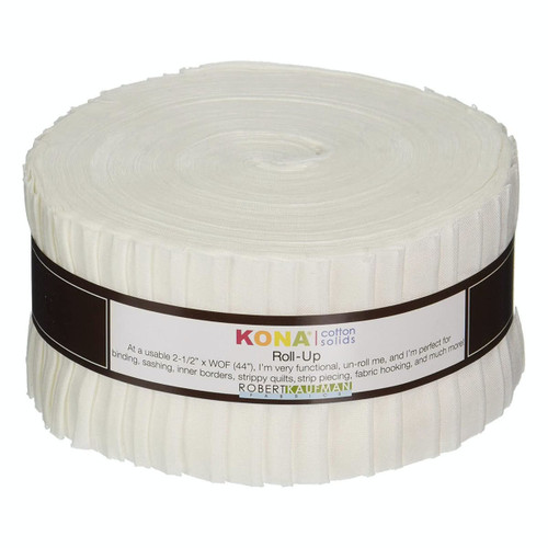 Robert Kaufman Kona Cotton White 40 Roll Up Fabric Strips