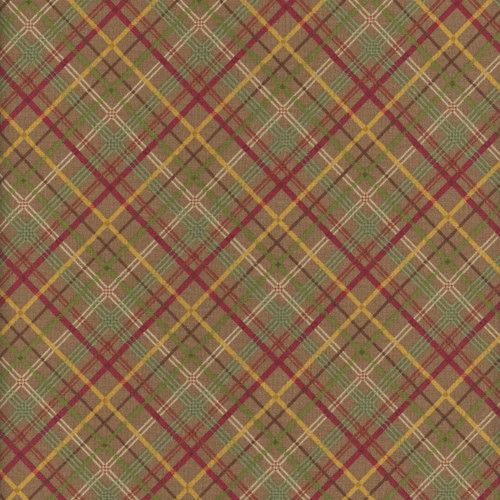 Henry Glass Fabrics Pennyberry Farm Kim Diehl Brown Blooming Plaid