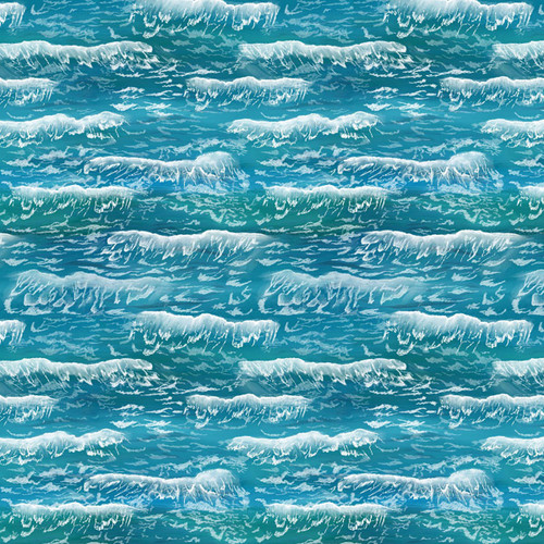 Clothworks Fabrics Cottage Dreams Waves Teal Blue