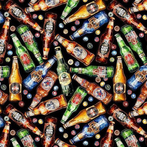 Timeless Treasures Fabrics Novelty Black Beer Varieties