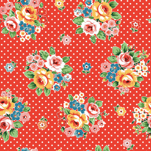 Poppie Cotton Fabrics Flower Market Red Flower Bouquet