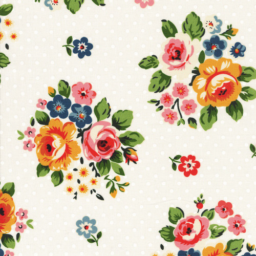 Poppie Cotton Fabrics Flower Market White Flower Bouquet
