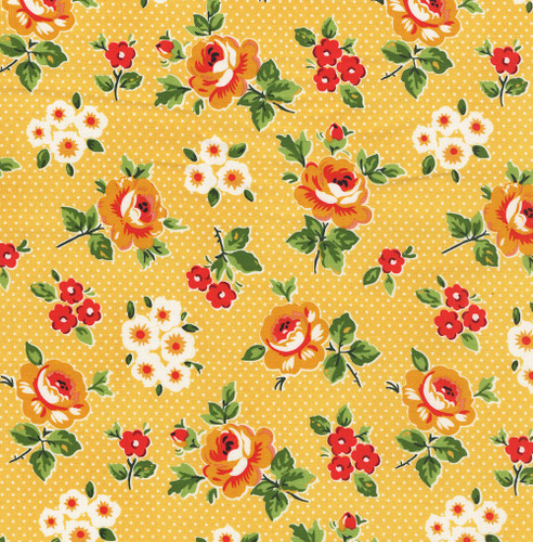 Poppie Cotton Fabrics Flower Market Yellow Hand Picked Flowers