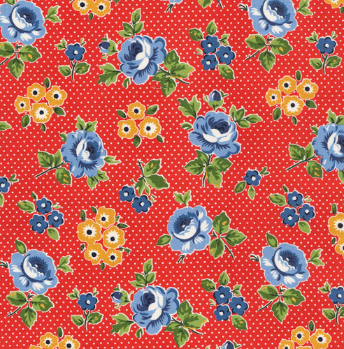 Poppie Cotton Fabrics Flower Market Red Hand Picked Flowers