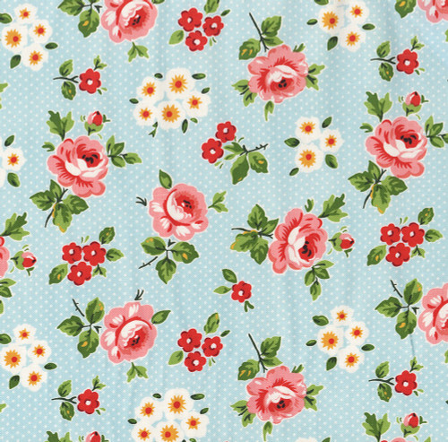 Poppie Cotton Fabrics Flower Market Blue Hand Picked Flowers