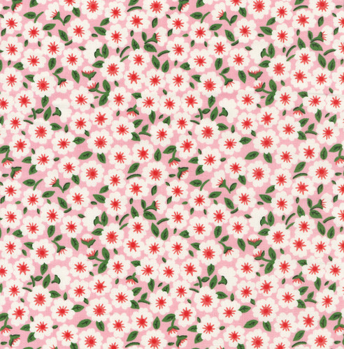 Poppie Cotton Fabrics Flower Market Pink Forget Me Nots