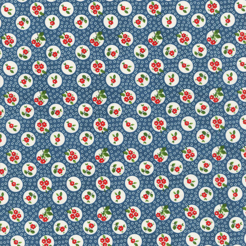 Poppie Cotton Fabrics Flower Market Blue Pocket Posies