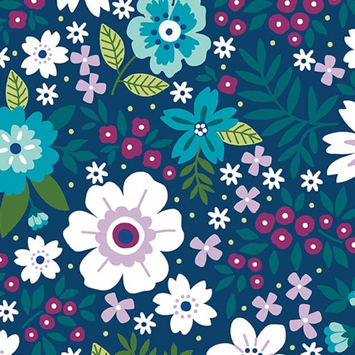 Benartex Fabrics Seaside Garden Shelley Cavanna Cottage Garden Cobalt