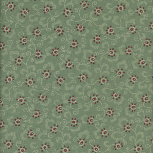 Henry Glass Fabrics Pennyberry Farm Kim Diehl Dusty Aqua Blooming Vines