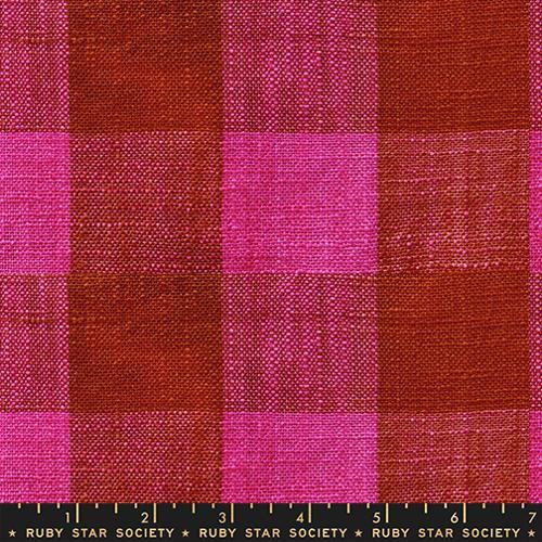 Moda Ruby Star Society Fabrics 16 inch Sunshine Toweling Big Check Hot Pink Pink