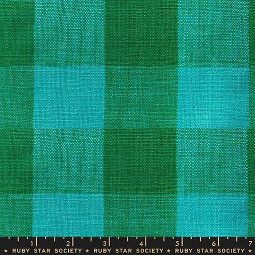 Moda Ruby Star Society Fabrics 16 inch Sunshine Toweling Big Check Turquoise Turquoise
