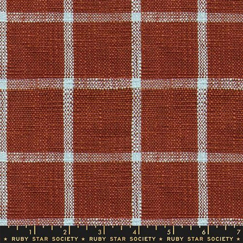 Moda Ruby Star Society Fabrics 16 inch Sunshine Toweling Window Plaid Cayenne Brown