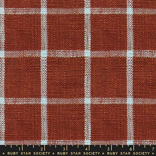 Moda Ruby Star Society Fabrics 16 inch Sunshine Toweling Window Plaid Cayenne Brown