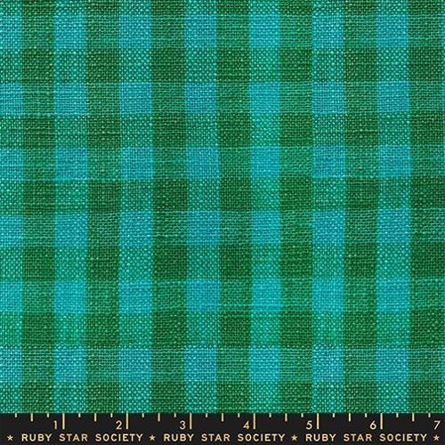 Moda Ruby Star Society Fabrics 16 inch Sunshine Toweling Small Check Turquoise Turquoise