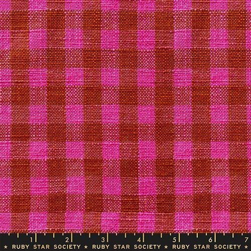 Moda Ruby Star Society Fabrics 16 inch Sunshine Toweling Small Check Hot Pink Pink