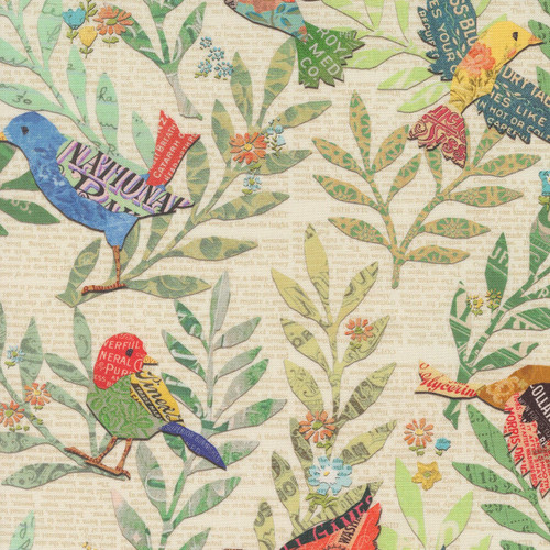 Moda Fabrics Paper Hamlet Cathe Holden Decoupage Birds Foliage Paper Cream
